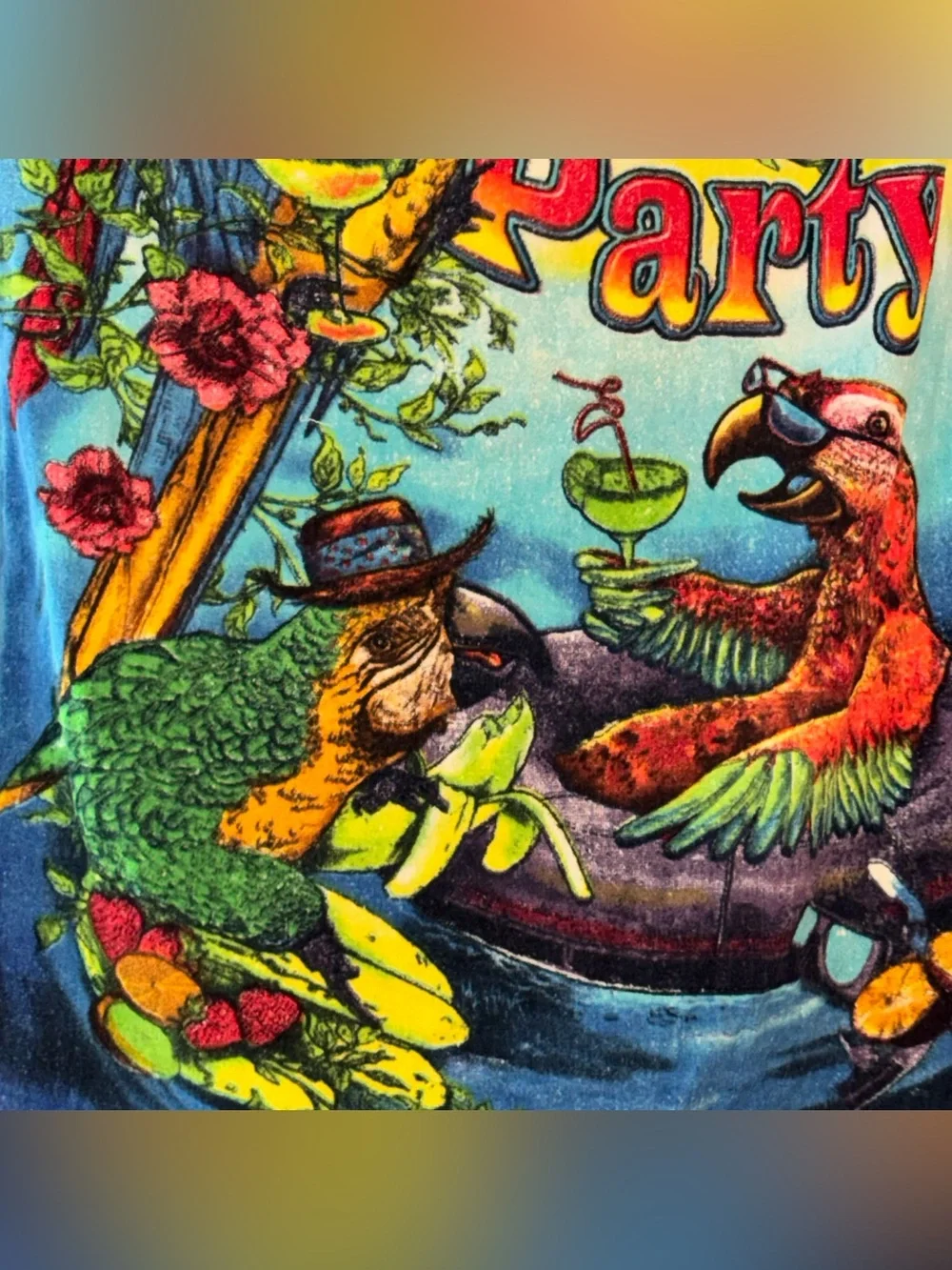 Parrot Party Tropical Beach Towel - Multicolor Blue